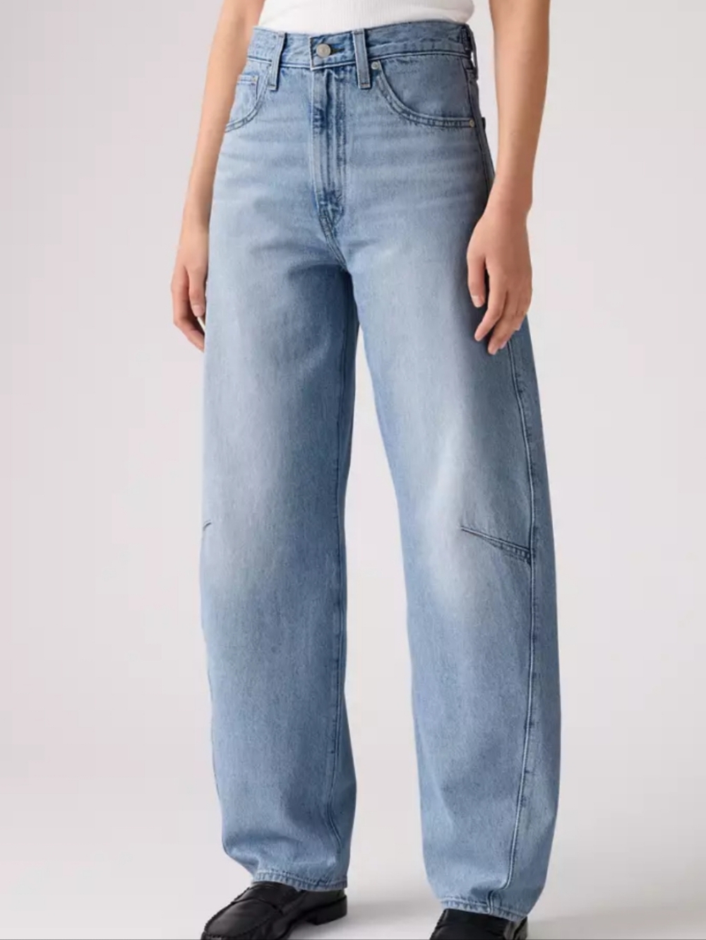 Levi's Cinch Barrel Jeans Med/light-wash High-rise Super Soft 28W 32L Comfy 90s - Picture 2 of 11
